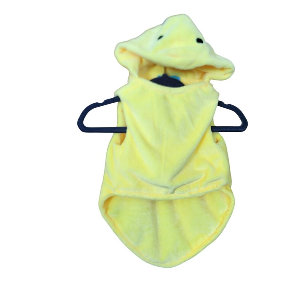 Peeps Yellow Plush Hoodie With Embroidered Logo & Cute Face Design - Small Pet A